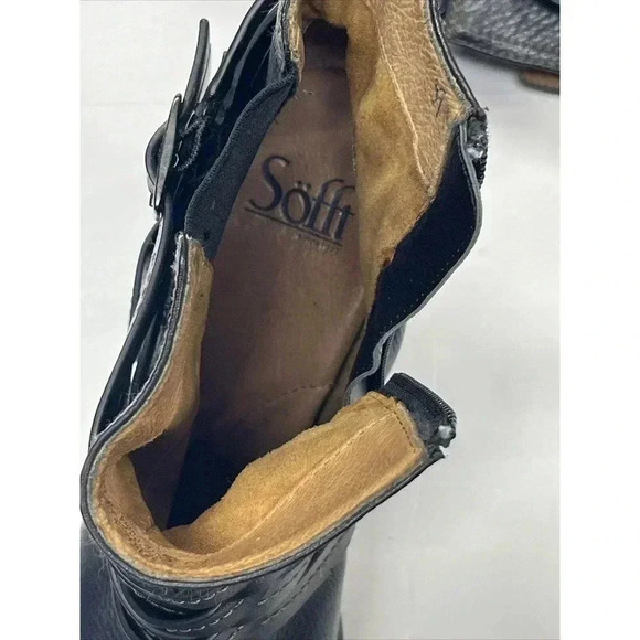 SOFFT Women's Brown Leather Heel Strappy Buckle Zippered Ankle Boots size 10 M - Picture 9 of 11